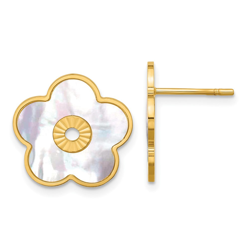 D2D 14K Mother of Pearl Flower Post Earrings