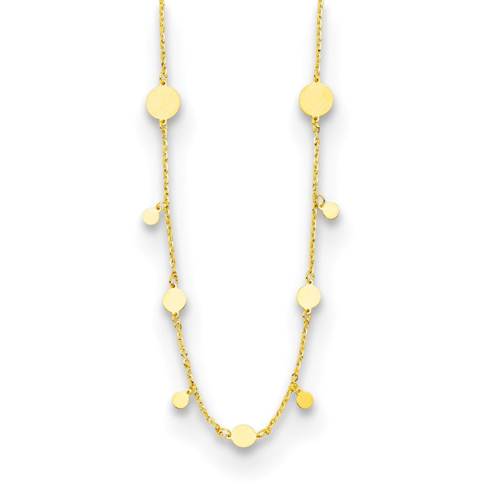 D2D 14K Multi-size Circle Discs w/Chain 16in w/2in ext Bead and Station Necklaces