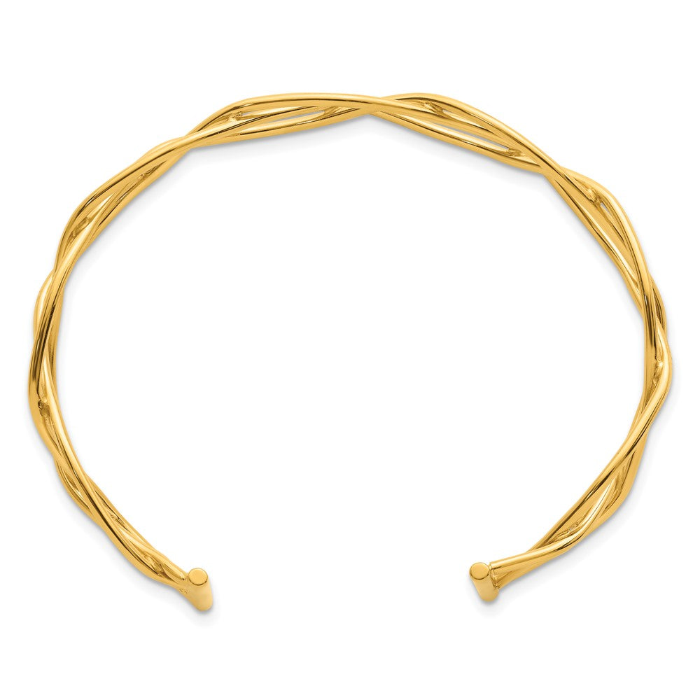 D2D 14K Polished Woven Flexible Cuff Bangle