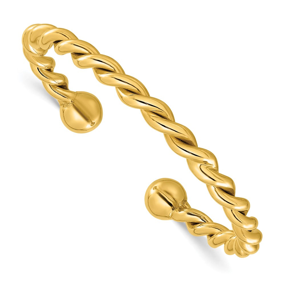 D2D 14K Twisted 6mm Cuff Bangle