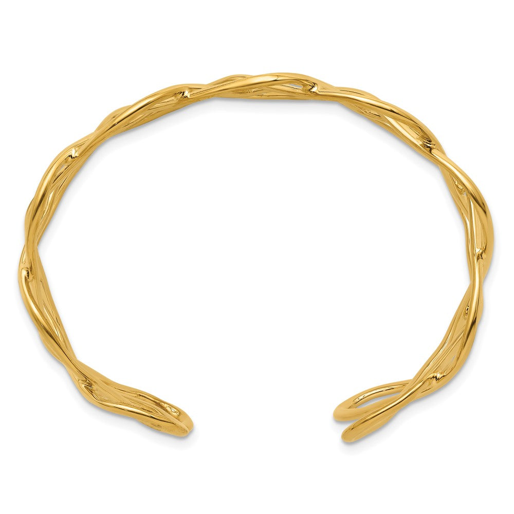 D2D 14K Polished Woven Cuff Bangle