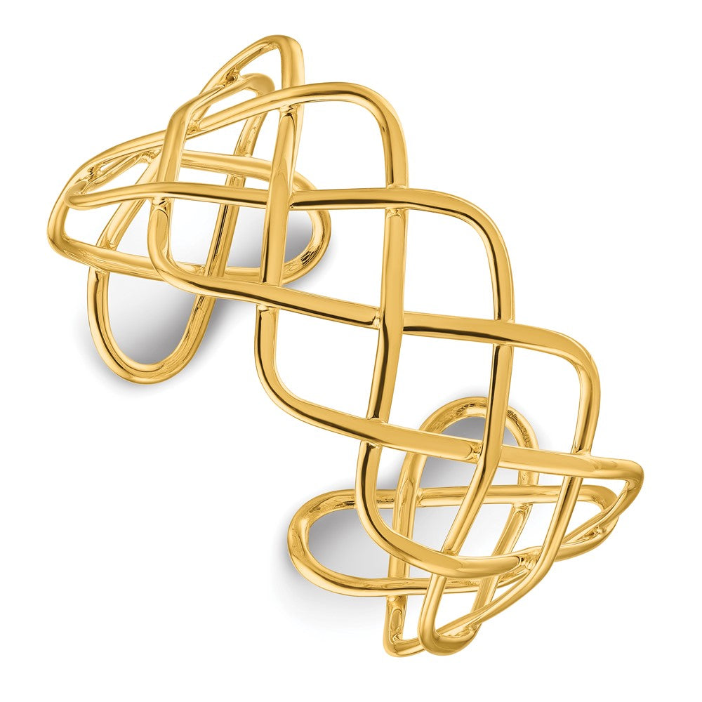 D2D 14K Polished Woven Cuff Bangle
