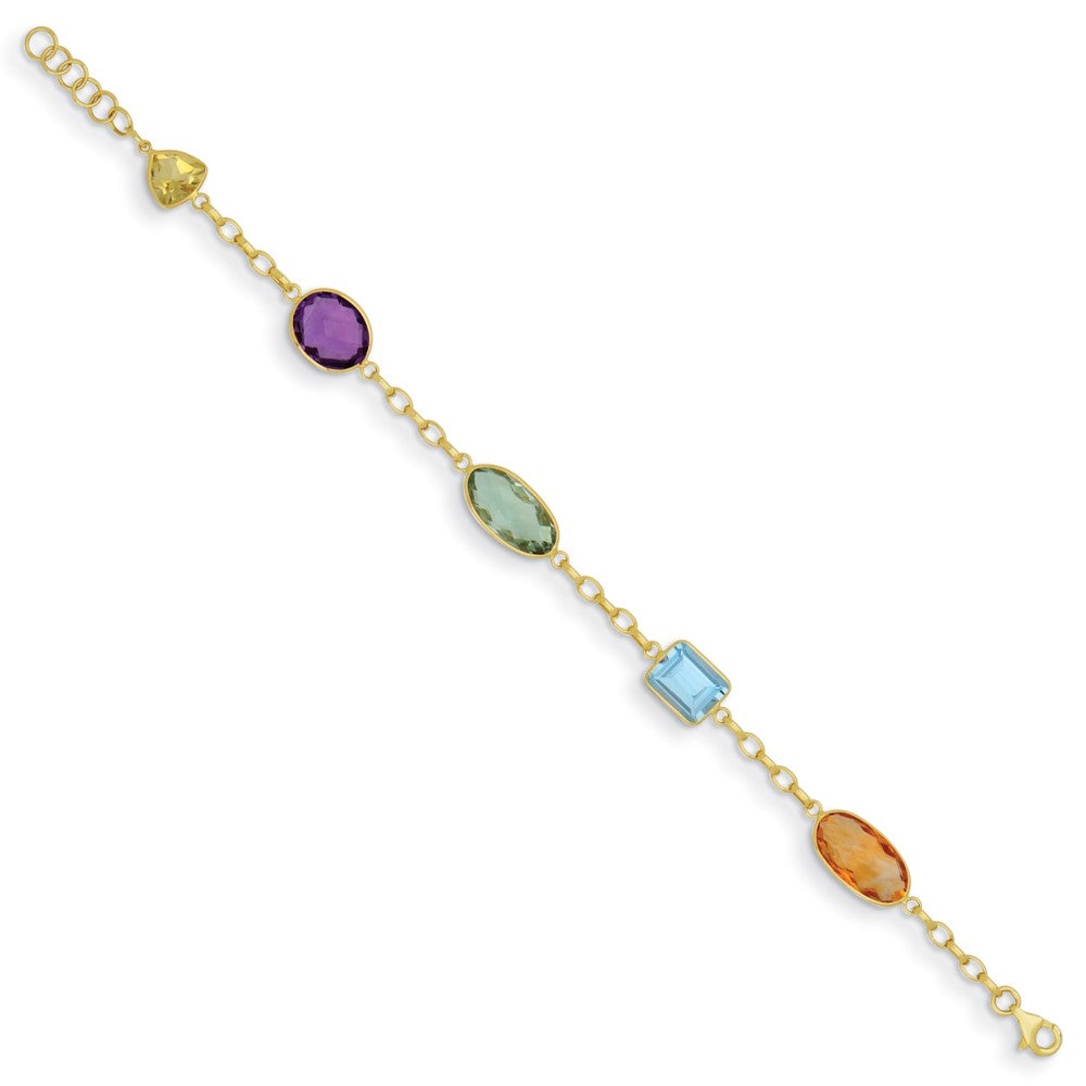 D2D 14K Multi-color & Shapes Gemstone 8.25in Gemstone Bracelet