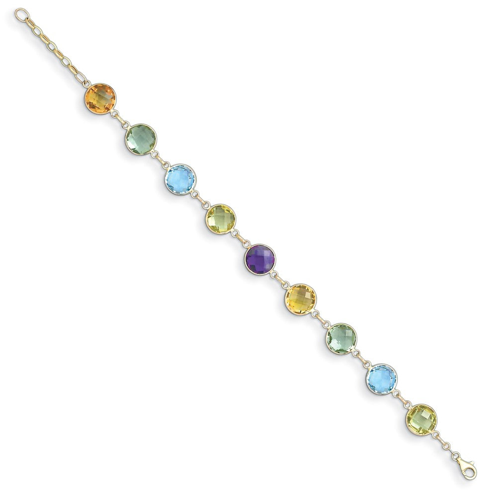 D2D 14K Multi-color Circle Gemstone 8 inch Gemstone Bracelet