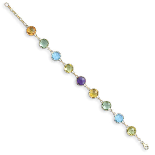 D2D 14K Multi-color Circle Gemstone 8 inch Gemstone Bracelet