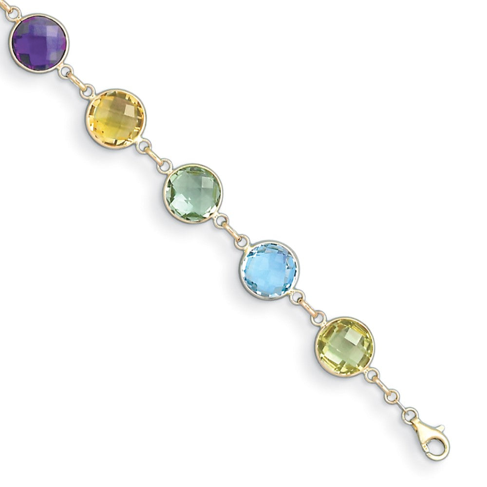 D2D 14K Multi-color Circle Gemstone 8 inch Gemstone Bracelet