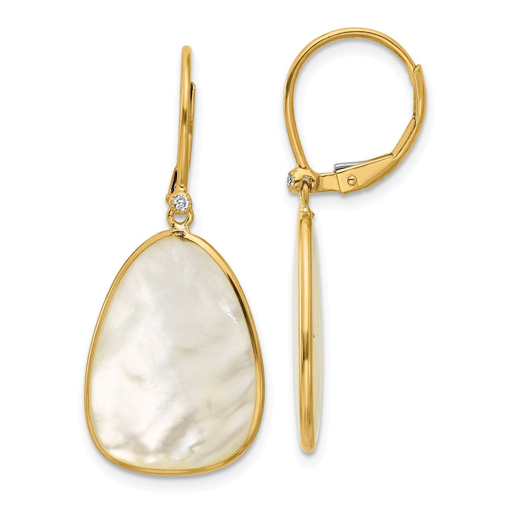 D2D 14K Mother of Pearl Leverback Dangle Earrings