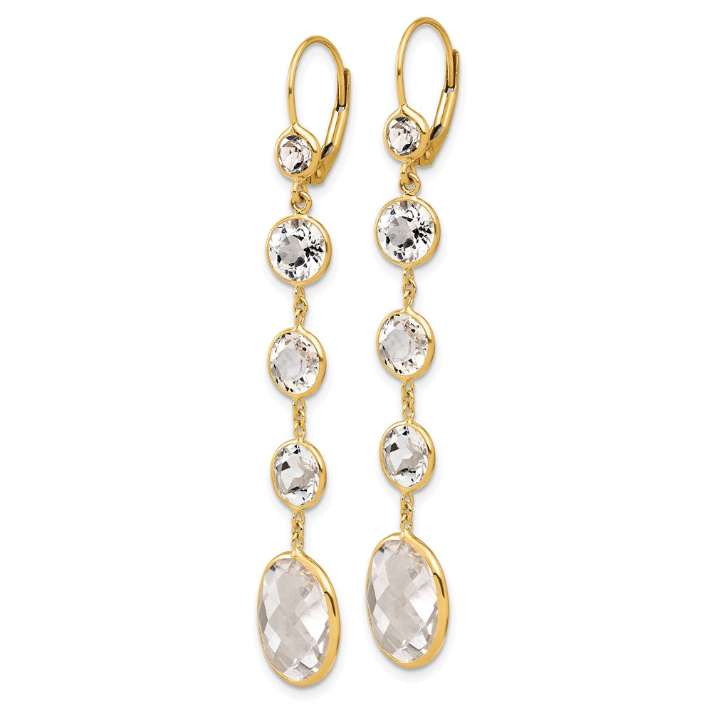 D2D 14K Crystal & White Quartz Leverback Dangle Earrings