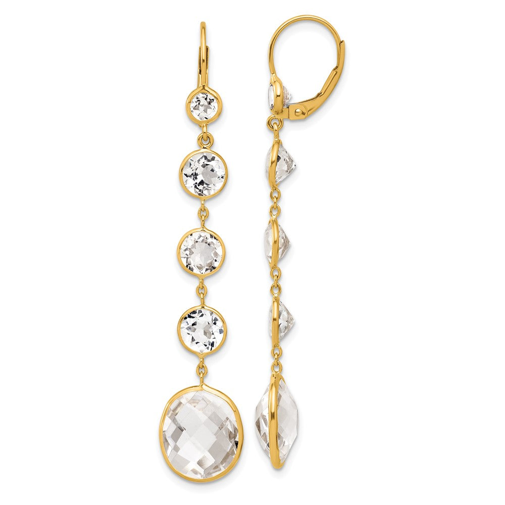 D2D 14K Crystal & White Quartz Leverback Dangle Earrings