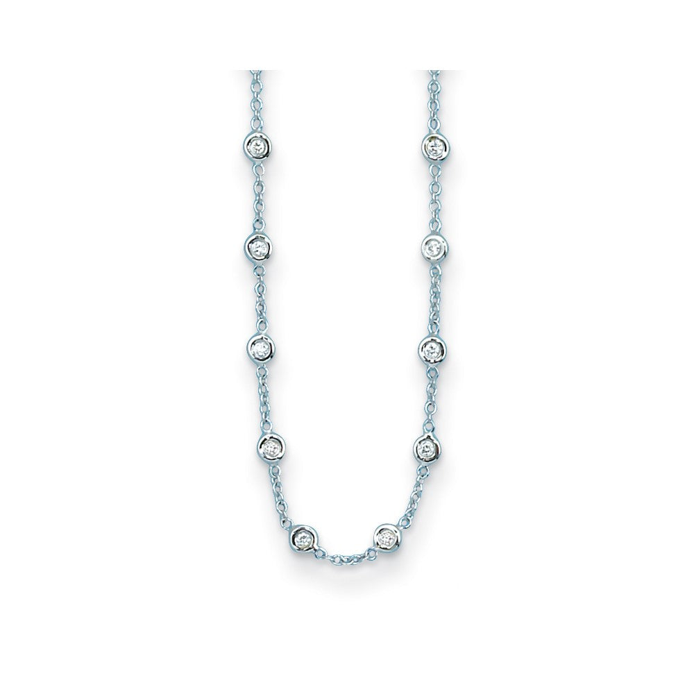 D2D 18K White Gold Diamond Circles 9.5 inch Bracelet Anklet
