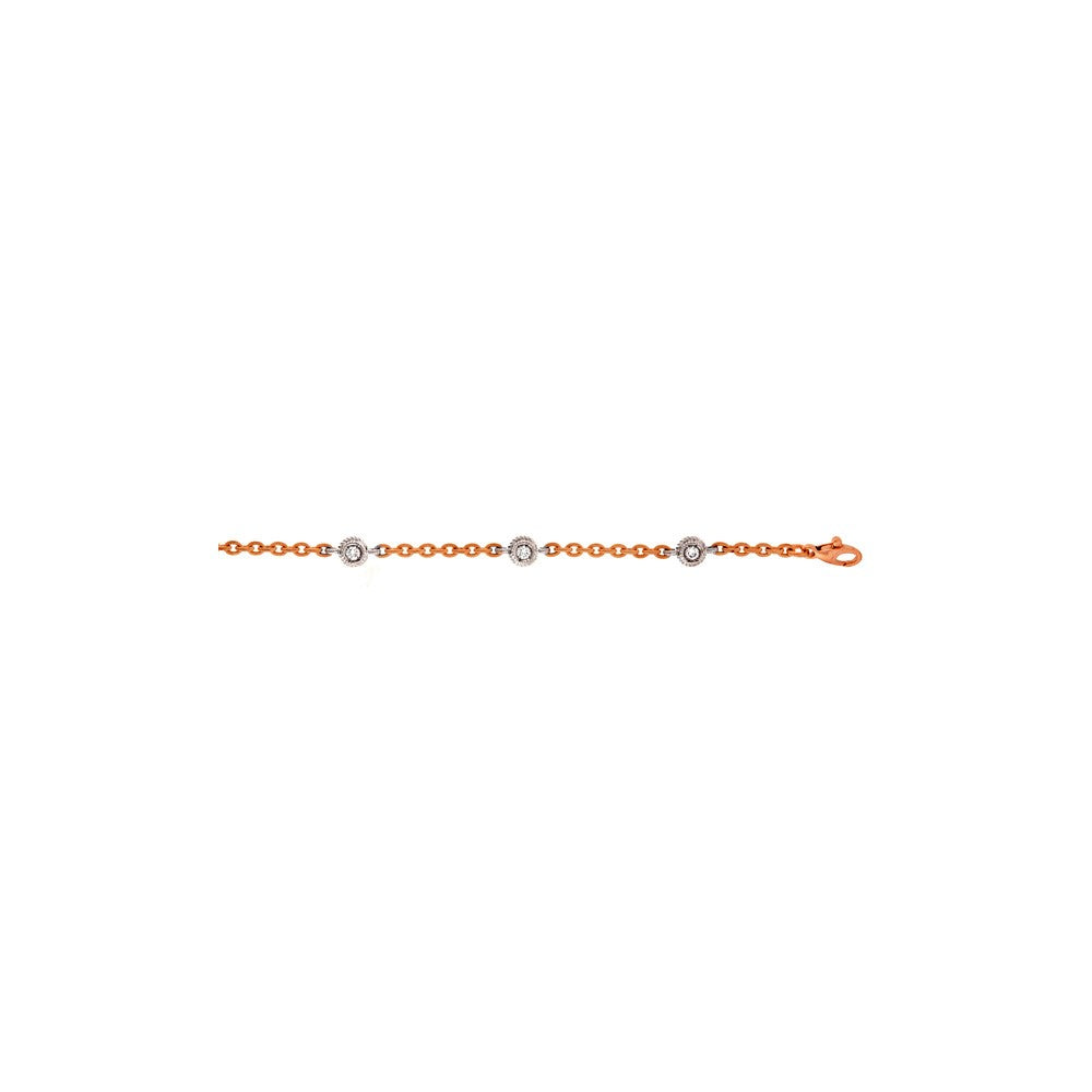 D2D 18K Rose&White Gold Diamond Textured 7.5in Diamond Bracelet