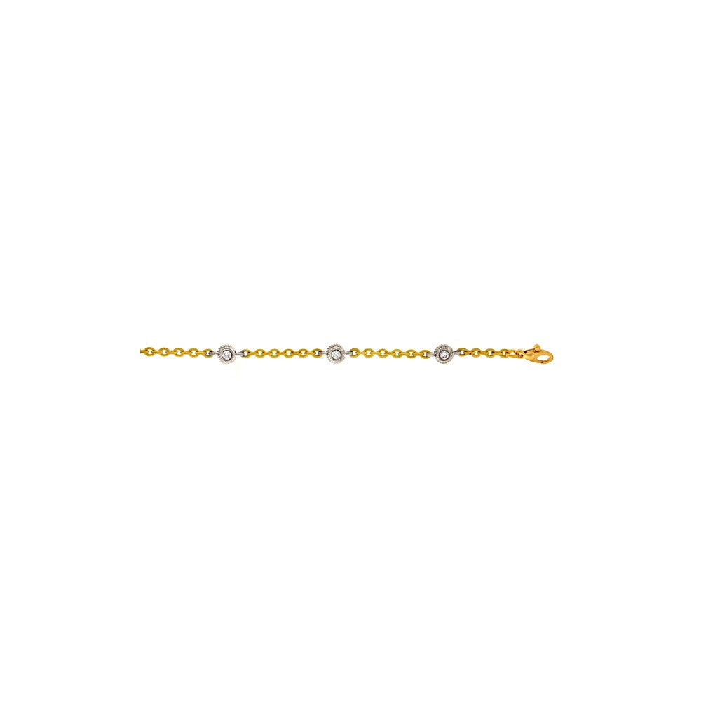 D2D 18K Two-tone Diamond Textured 7.5 inch Diamond Bracelet