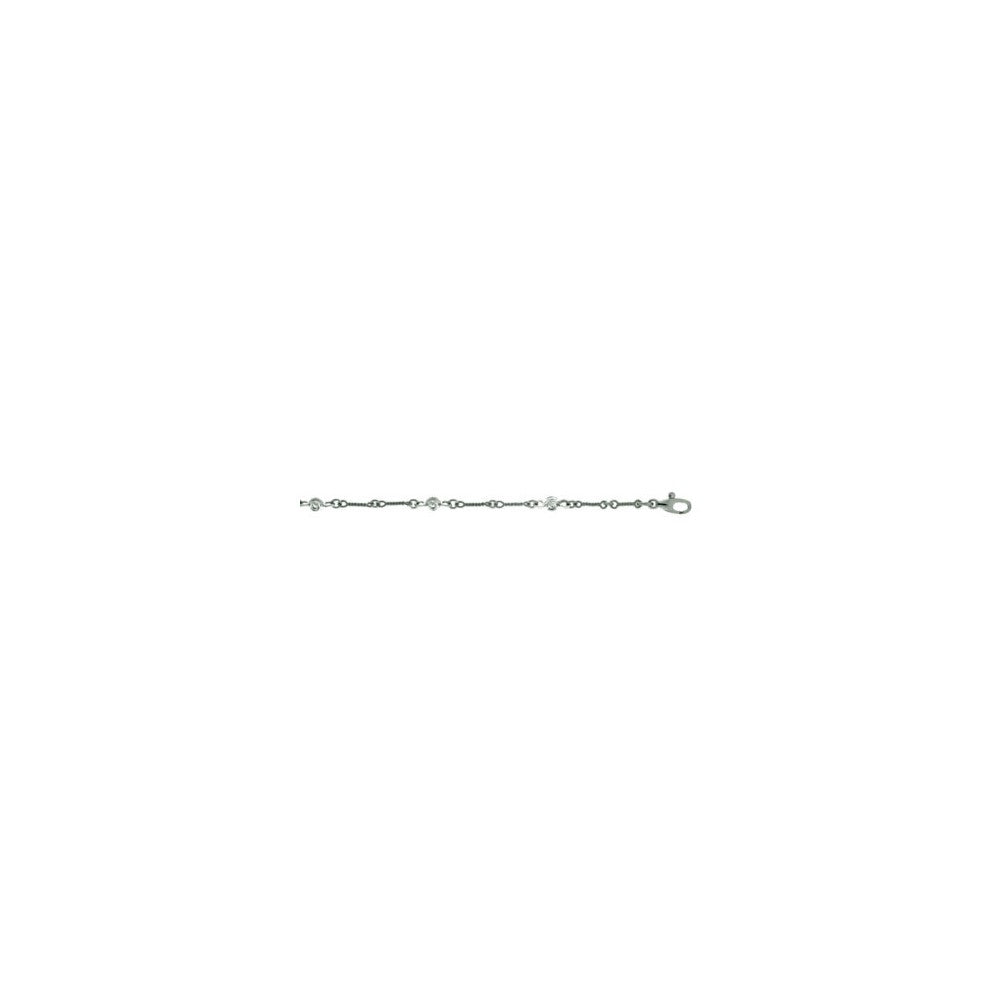 D2D 18K White Gold Diamond Textured 7.25 inch Diamond Bracelet