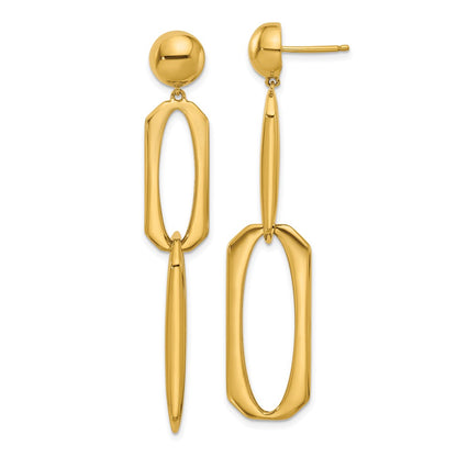 D2D 18K Fancy Oval Link Dangle Post Earrings