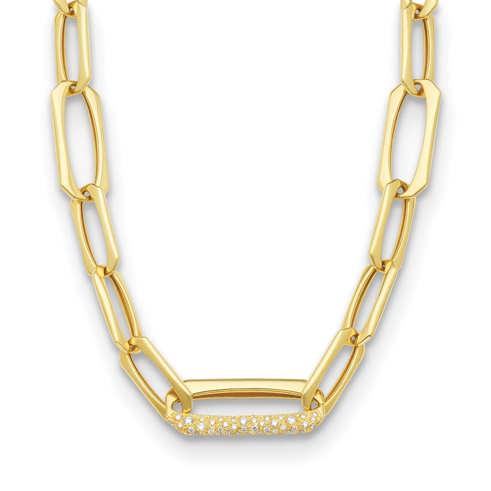 D2D 18K Diamond Polished Fancy Link 18 inch Necklace