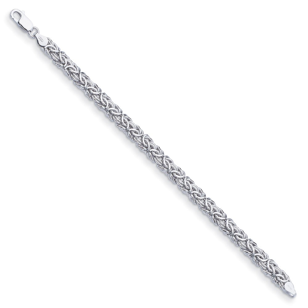 D2D Sterling Silver RHP 7.5mm Hollow Byzantine 8in Bracelet