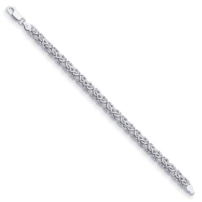 D2D Sterling Silver RHP 7.5mm Hollow Byzantine 8in Bracelet
