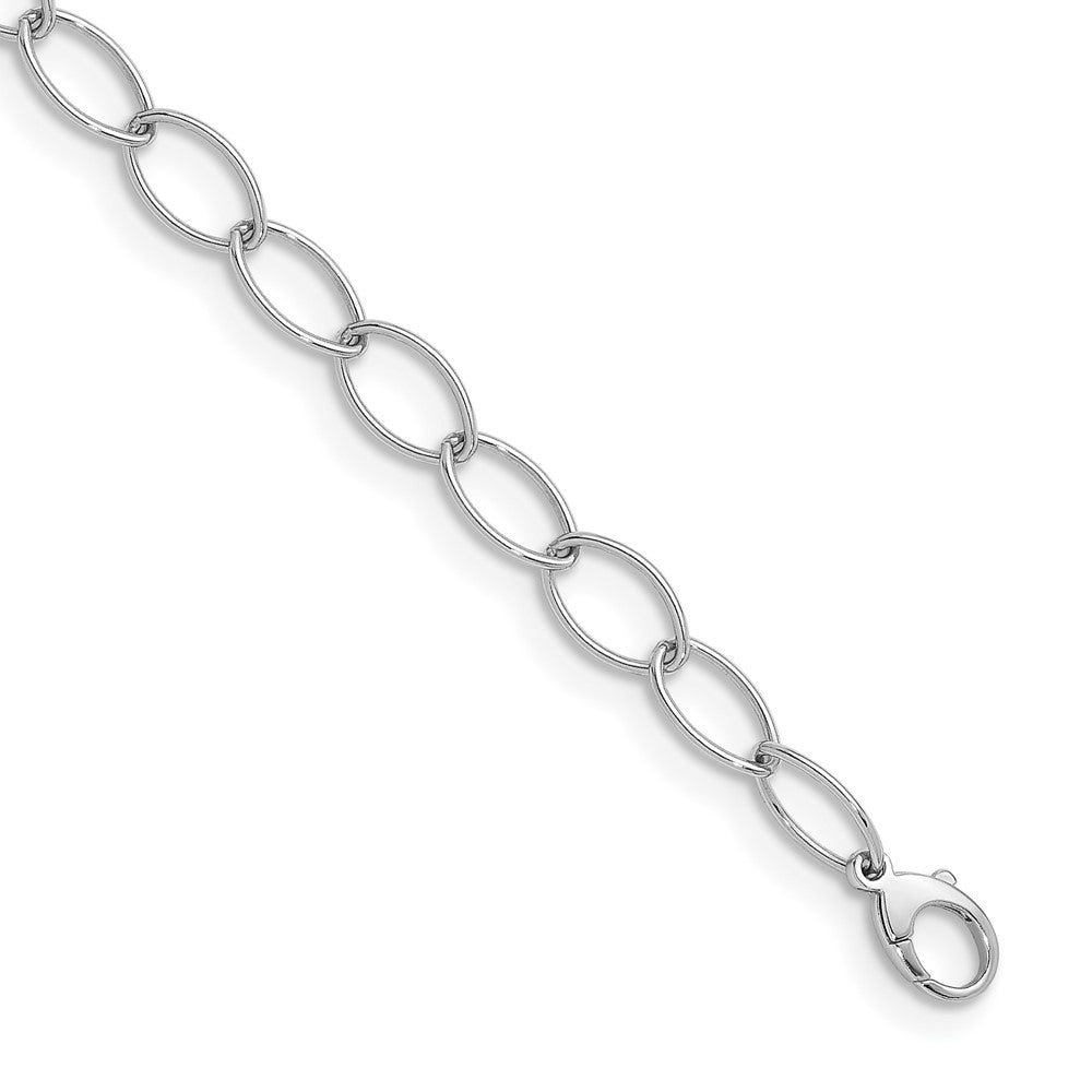 D2D Sterling Silver Rh-plated 9.2mm Oval Link 34 in Chain