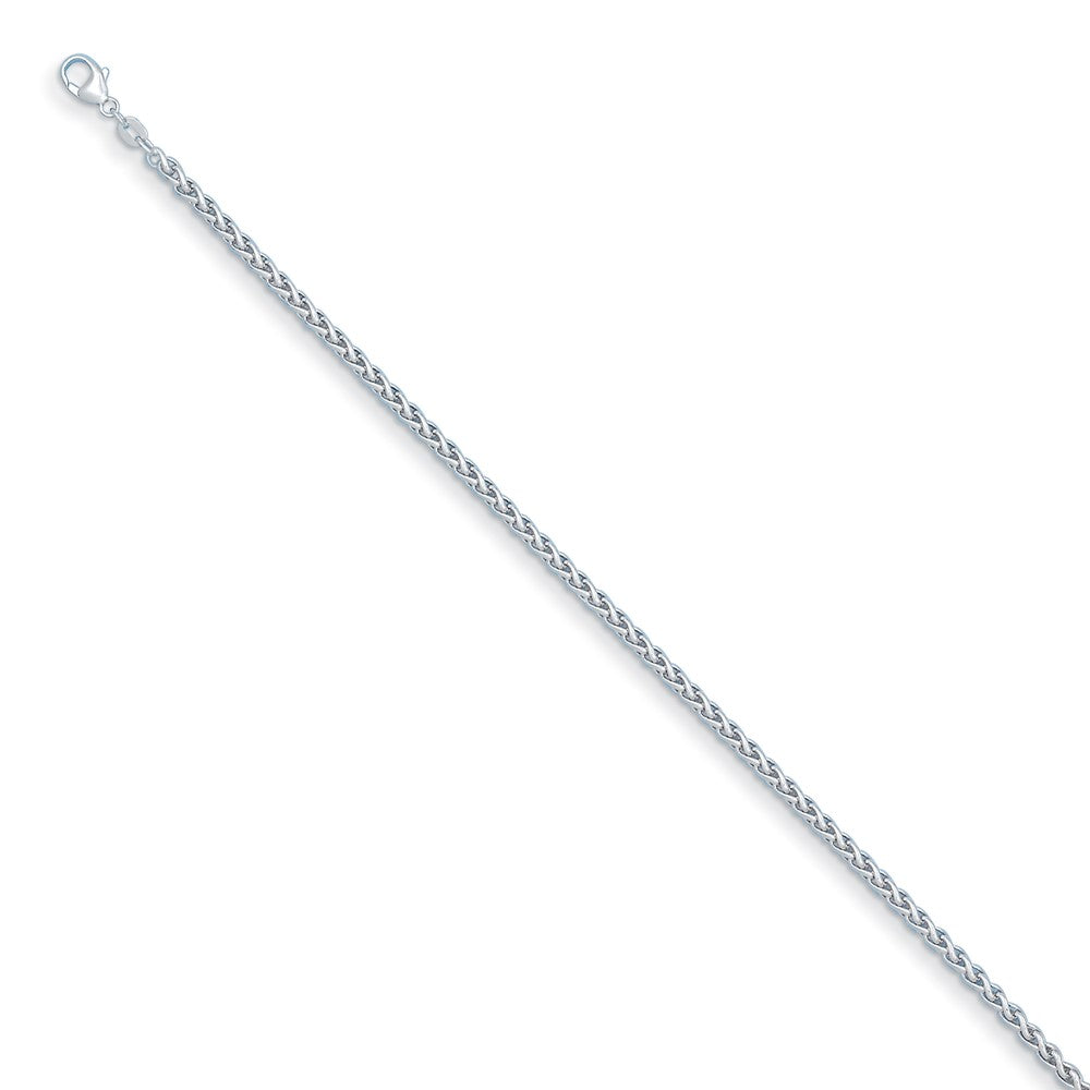 D2D Sterling Silver Rhodium-plated 3mm Wheat 30in Chain