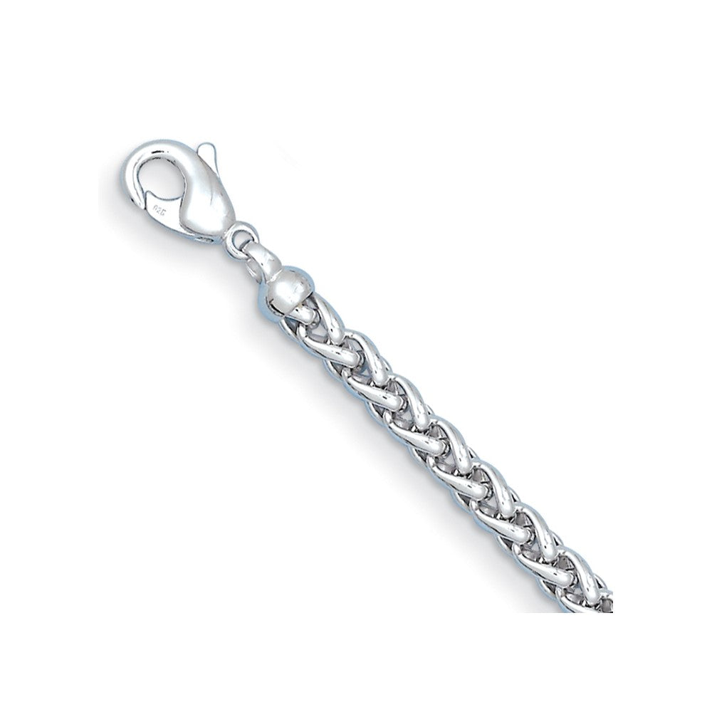 D2D Sterling Silver Rhodium-plated 6mm Wheat 20in Chain